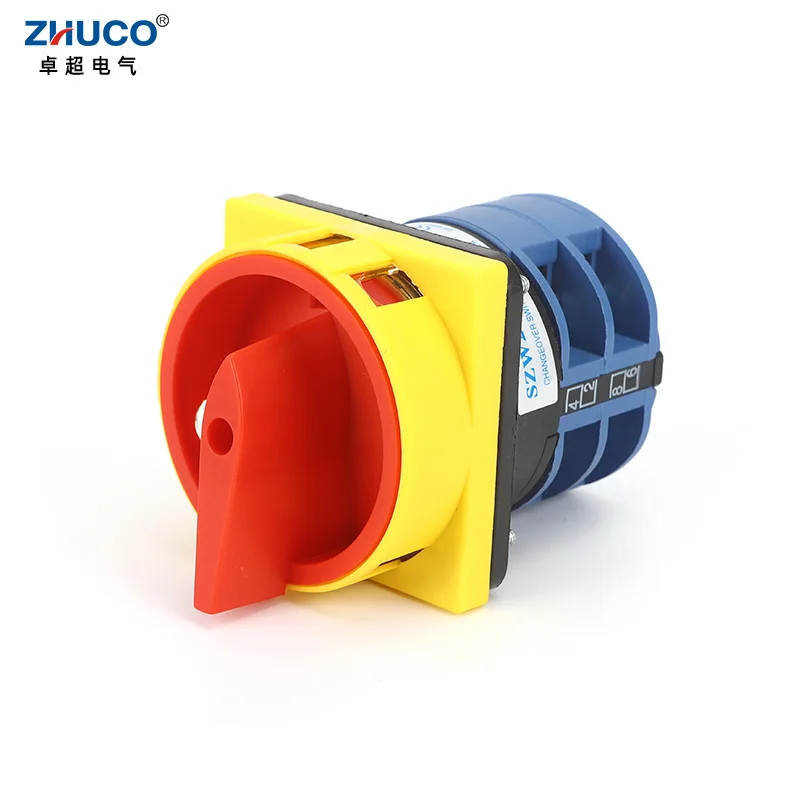 

ZHUCO SZW26-32 2GS 64X64mm Panel 2 Phase 32A Power Cut-off Padlock Combination Knob Master Control changeover Cam Switch