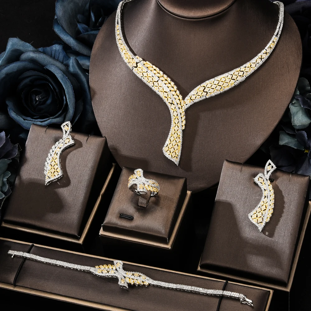 

GODKI Luxury Trendy Flowers African Jewelry sets For Women Wedding Cubic Zircon CZ Indian Dubai Bridal Jewelry Set
