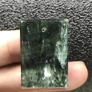 

Genuine Natural Green Seraphinite Pendant For Woman Man 29x19x7mm Beads Silver Crystal Rectangle Stone Fashion Jewelry AAAAA