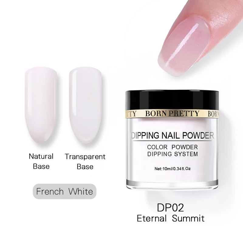 BPDP02 BORN PREETY Nail Dipping Gradient Color French Nail Glitter White Powder without Lamp Cure Nail Art Decorations Fan Brush - Цвет: BPDP02