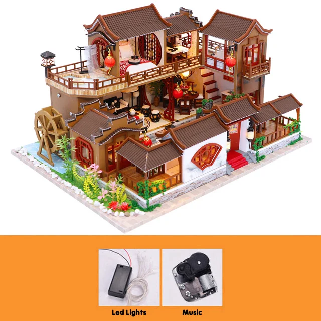 Doll House Furniture Diy Dollhouse Miniature Puzzle Assemble 3d Wooden Miniatures Dollhouse Educational Toys For Children Gift 10