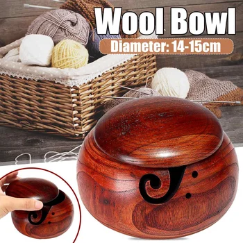 

14cm Wooden Yarn Storage Bowl Organizer Knitted Crochet Wool Storage Bowl Handmade Sewing Supplies Storage With Cover