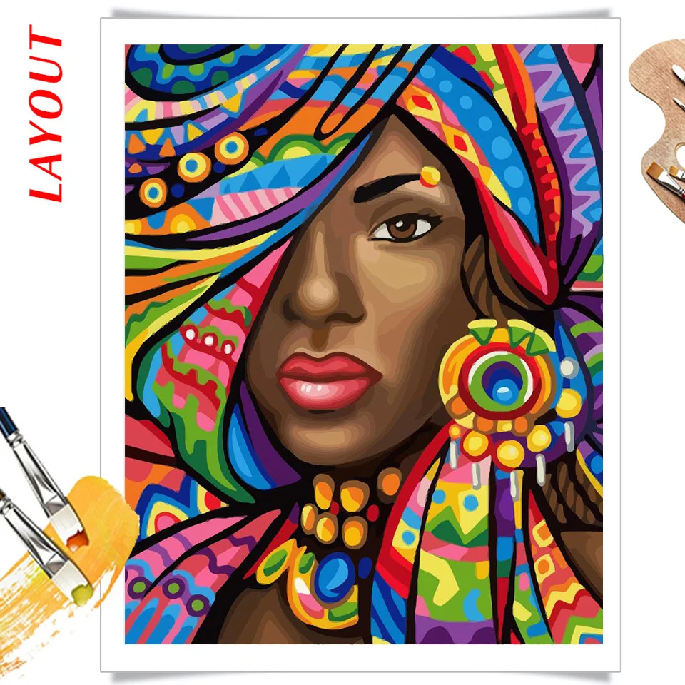 GATYZTORY immagini per numero donna africana kit disegno su tela pittura  con numeri quadri di grandi dimensioni regalo Home Deco - AliExpress