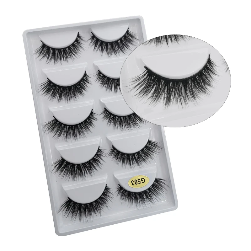 YSDO партия из 5 пар 3D норковые ресницы натуральных волос тонкие MakeupLash пушистый dramtic