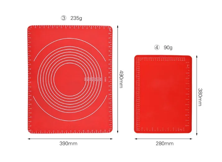 Красный силиконовый коврик для выпечки, утолщенный антипригарный многоразовый коврик для выпечки, накипь для раскатки теста, коврик для выпечки торта, кухонный инструмент для выпечки