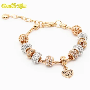 

Luxurious Crystal Charm Bracelet Heart-shaped Pendant Beaded Bracelet Fashion Bright Valentine's Day for Woman Jewelry Gift