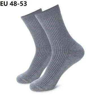 

Plus Size EU 50 51 52 winter Men cotton thick Socks Solid Color high quality Tube Crew Business Socks 6 Pairs Classic Man Socks