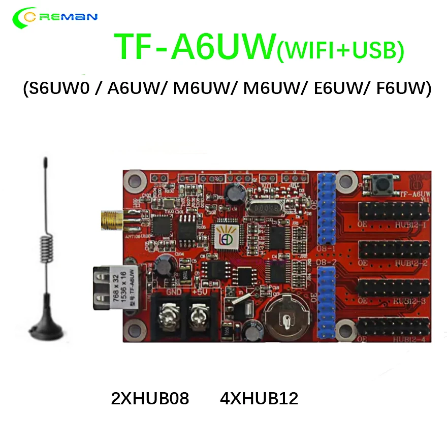 TF S6UW0 WIFI и USB драйвер беспроводной светодиодный контроллер дисплея F3.75 F5.0 P7.62 P10