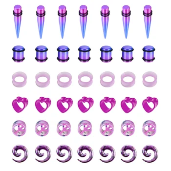 

12 pcs/set purple Acrylic Silicone Body jewelry Ear Plugs Heart Shaped Fashion Tragus piercing Sexy Pointed Cone Ear piercing