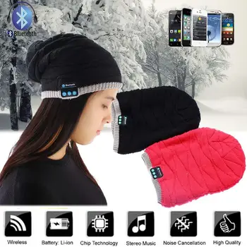 

Women Warm Beanie Knitting Hat Wireless Smart Headset Speaker Mic B