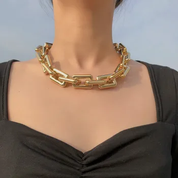 

Hip Hop Necklace Hyperbole Vintage Punk Metal Choker Necklace For Women Statement Chunky Necklaces 2020 Women's Hip Hop Jewelry