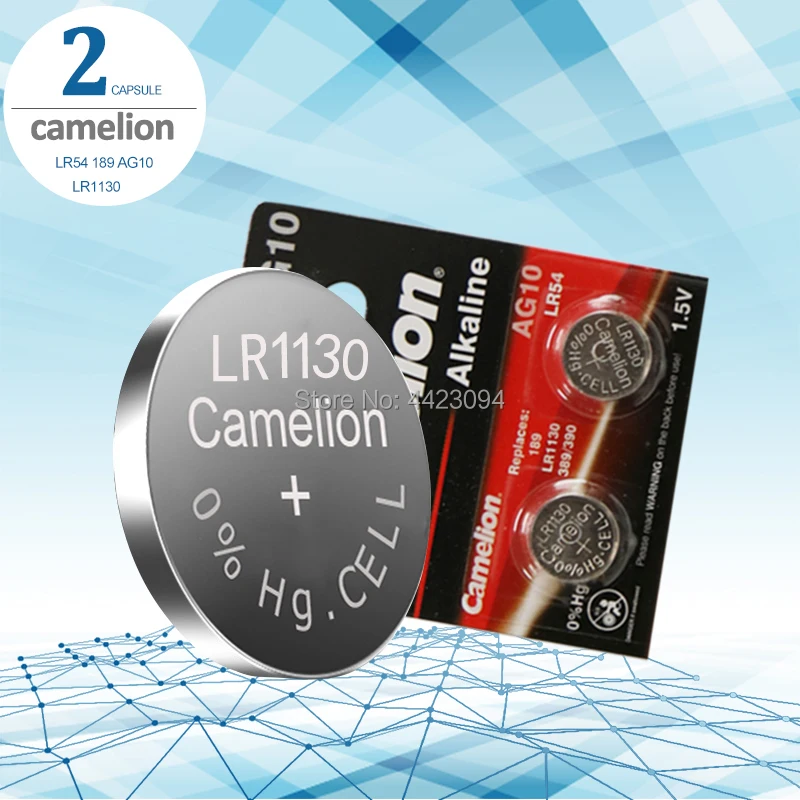 2 шт. Camelion Батарея сотовый 1 5 V AG10 LR1130 Щелочная батарейка кнопка 389 LR54 SR54 SR1130W 189