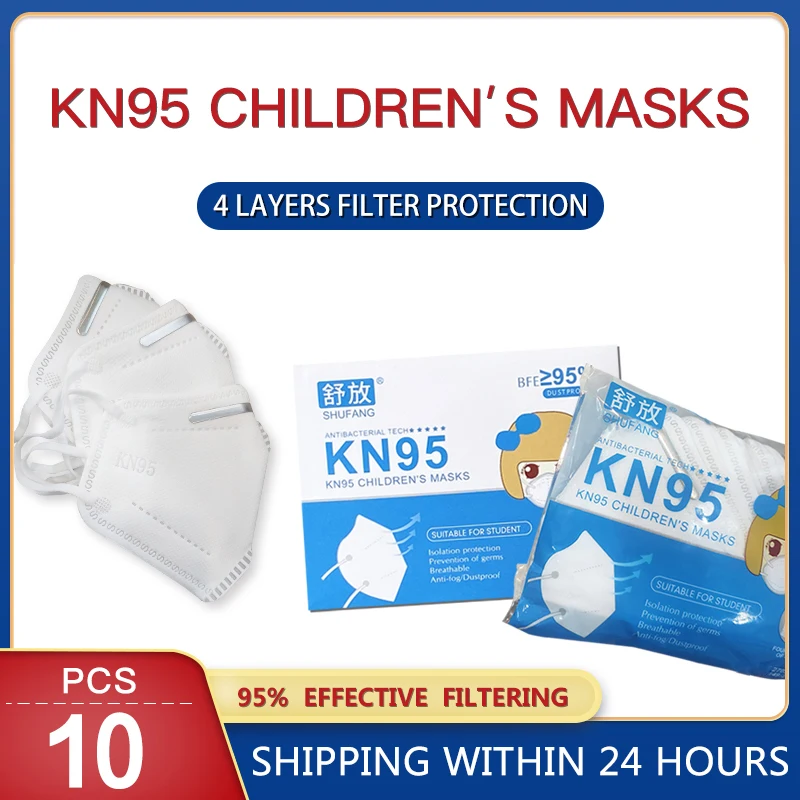 

5/10/20/50 PCS KN95 Mask for Children Dust Mask child Face Mouth Mask Non-woven 4-Layers Breathable 95% Filtration