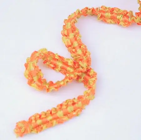 orange yellow Ширина 1 см цветная плиссированная полосатая кружевная эластичная лента для одежды юбка украшение для волос аксессуары ручной работы эластичная лента s A0453F - Цвет: orange yellow