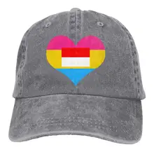 Мужская или женская Регулируемая хлопковая джинсовая бейсболка Pansexual Heart Indonesia Flag простая Кепка