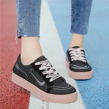 

Spring summer canvas shoes women 2020 new simple fresh joker retro shallow mouth students Harajuku comfortable black sneakers
