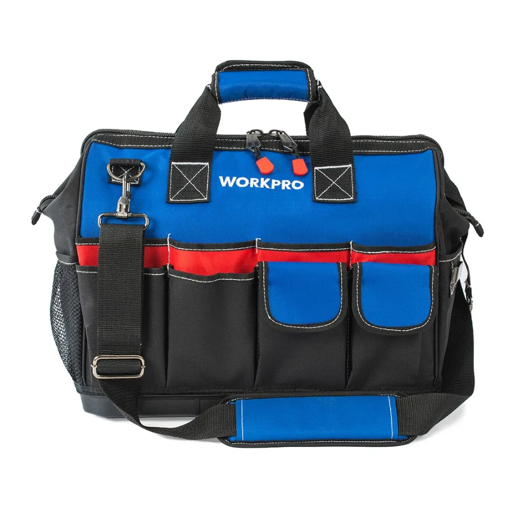 WORKPRO мешок тяжелого станка с двигателем большой мощности, 18-дюймовые преформы с широким горлышком из плотной ткани инструмент Органайзер с водонепроницаемой формованных базы