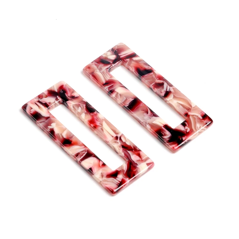 A129-110O-6PCS Черепаха серьга ракушка Шарм, ацетат Акриловые Бусины, прямоугольной формы, геометрические, ювелирные изделия в стиле "Бохо", детали для серег, ohrrringe finding-ACE110 - Metal color: A129-110O-6PCS