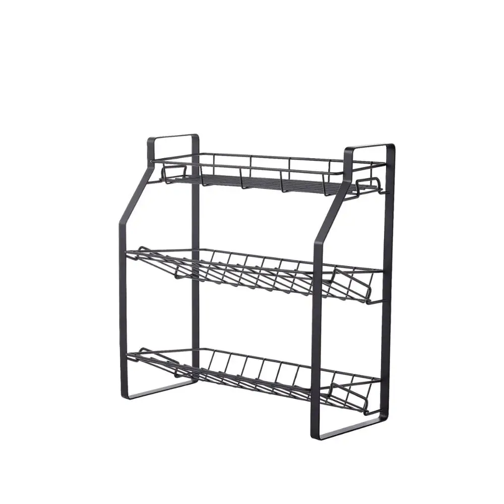 

Kitchen Seasoning Storage Rack Black 3 Tier Counter Organizer Spice Rack Shelf Use for Seasoning Jars Spice Jars Sauce Bottles