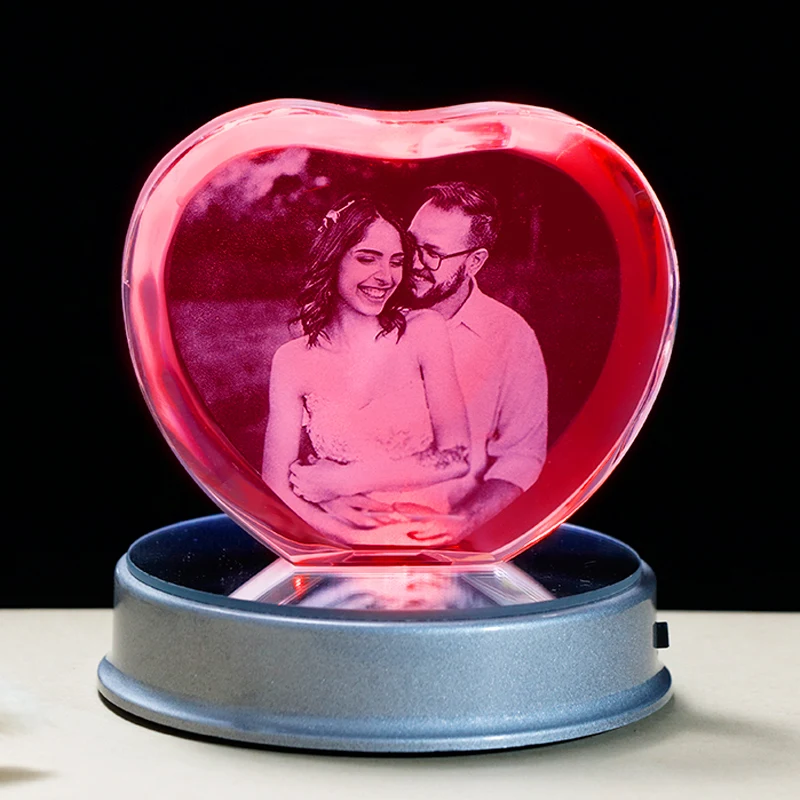 Заказной сувенир подарок лазерная гравировка кристалл помолвка подарок Креативный Персонализированные Свадебные юбилей подарки - Цвет: Heart