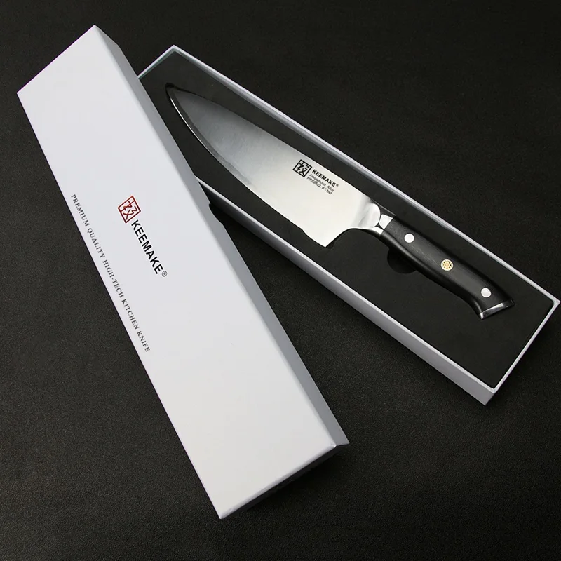 KEEMAKE 8 inch Chef Knife Liquid Metal Kitchen Knives Razor Sharp Slicing  Cutting Tools Top Grade G10 Handle Grip