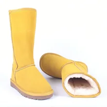 Bota de neve feminina, alta qualidade, couro genuíno, australiana, botas altas para mulheres, sapatos de inverno
