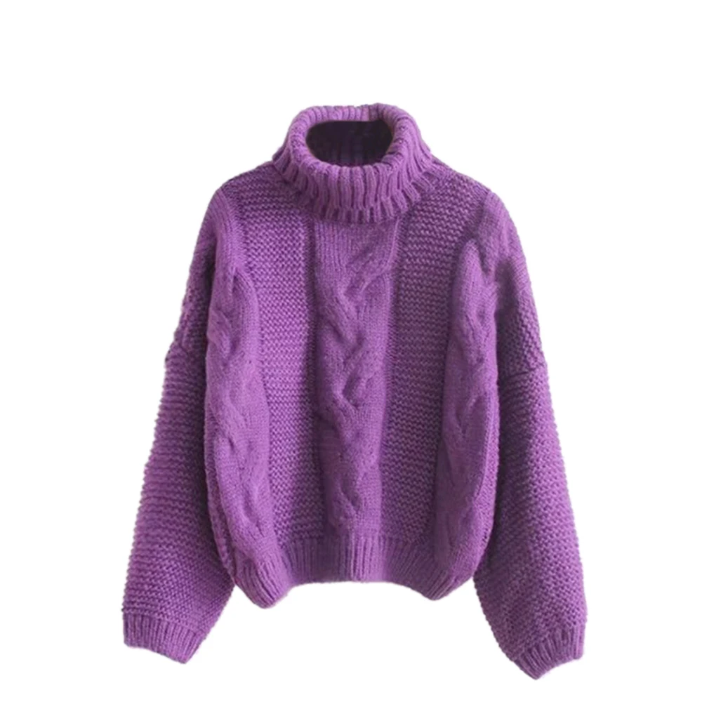 SHUJIN Новые Женские однотонные свитера Осенние милые базовые пуловеры джемперы с рукавами «летучая мышь» Топы повседневные женские трикотажные уличные платья - Цвет: purple