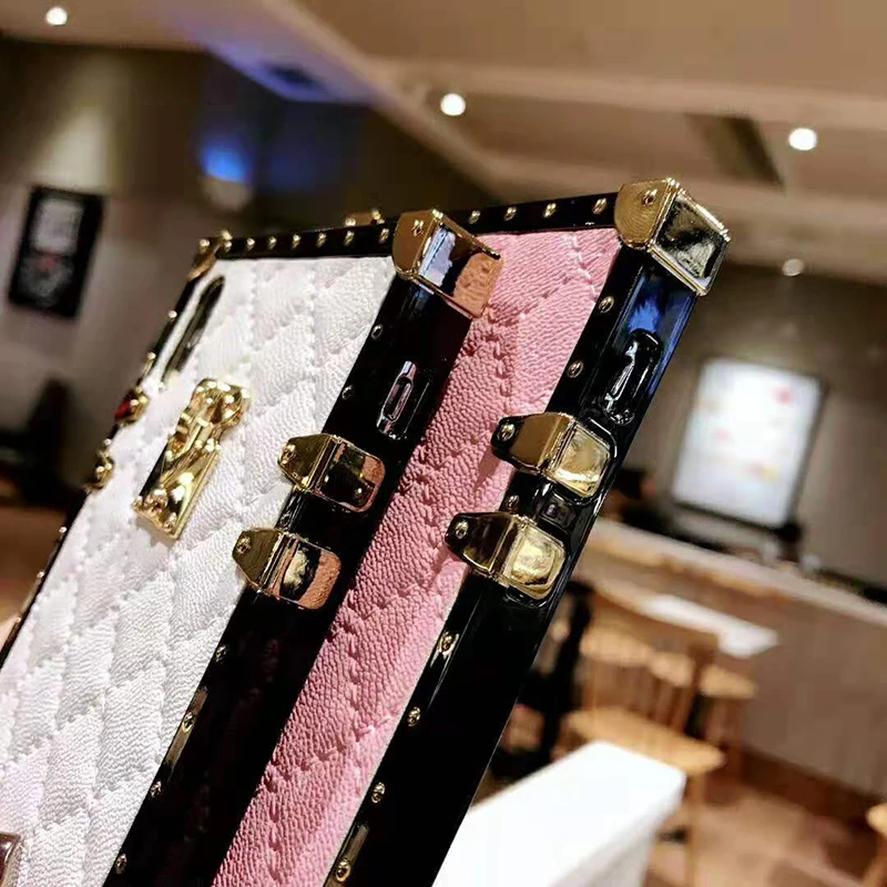 Luxury Cute Small Fragrance Grid Metal Sheepskin Soft Silicone Phone Case for iphone X 7 6s 6 S 8 plus X XS Max XR Fashion Cover (9)