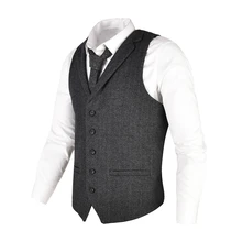 Gilet en laine Tweed à chevrons pour hommes, gilet de costume, col sur mesure, robe, 018, nouvelle collection 