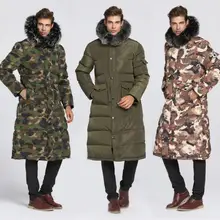 90% белый утиный пух, мужской длинный пуховик-40 градусов, теплое пальто, Воротник из натурального меха, Толстые мужские зимние пальто