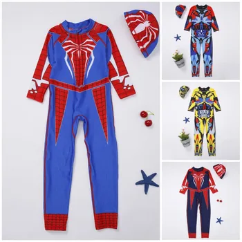 

Toddler Boys One Piece Swimsuit Kids Anti-UV Surf Swim Rashguard Children Iron Man Swimwear Baby Surfing Swimming Bathing Suitsb