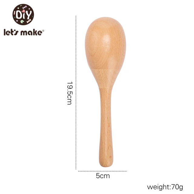 Wooden Rattle Beech Bear Hand Teething Wooden Ring Baby Rattles Play Gym Montessori Stroller Toy Educational Toys Let's Make type 23