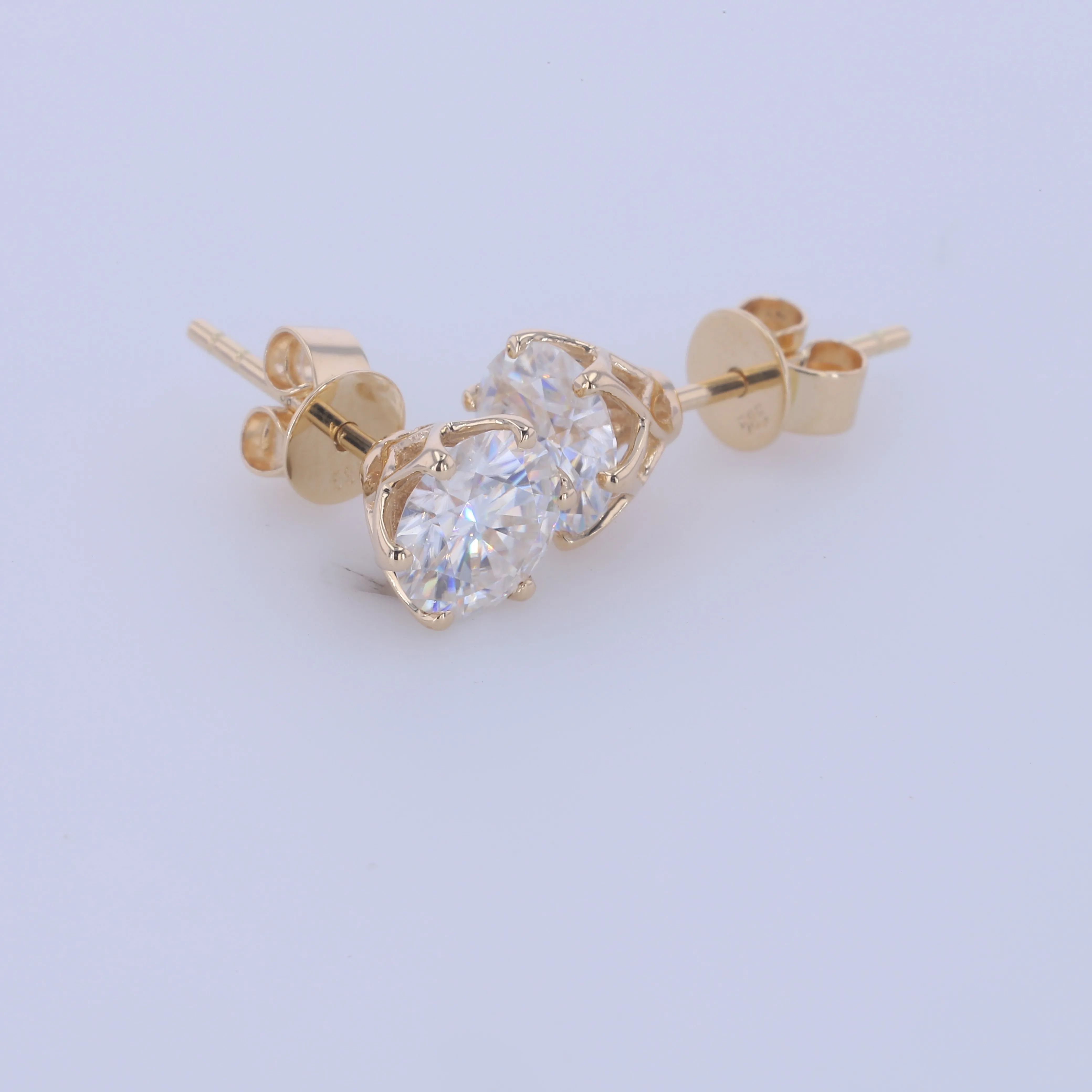 Серьги с муассанитом EF 6 мм бриллиантовые серьги-гвоздики 14 к Желтое золото классические лабораторные алмазные 6 зубцов серьги для женщин свадебный подарок