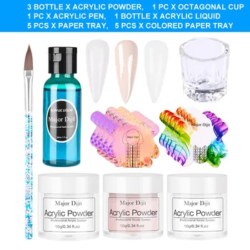 

16pcs Professional Salon Tips Carving DIY With Pen Home Manicure Supplies Acrylic Powder Set Nail Art Clear Builder Extension