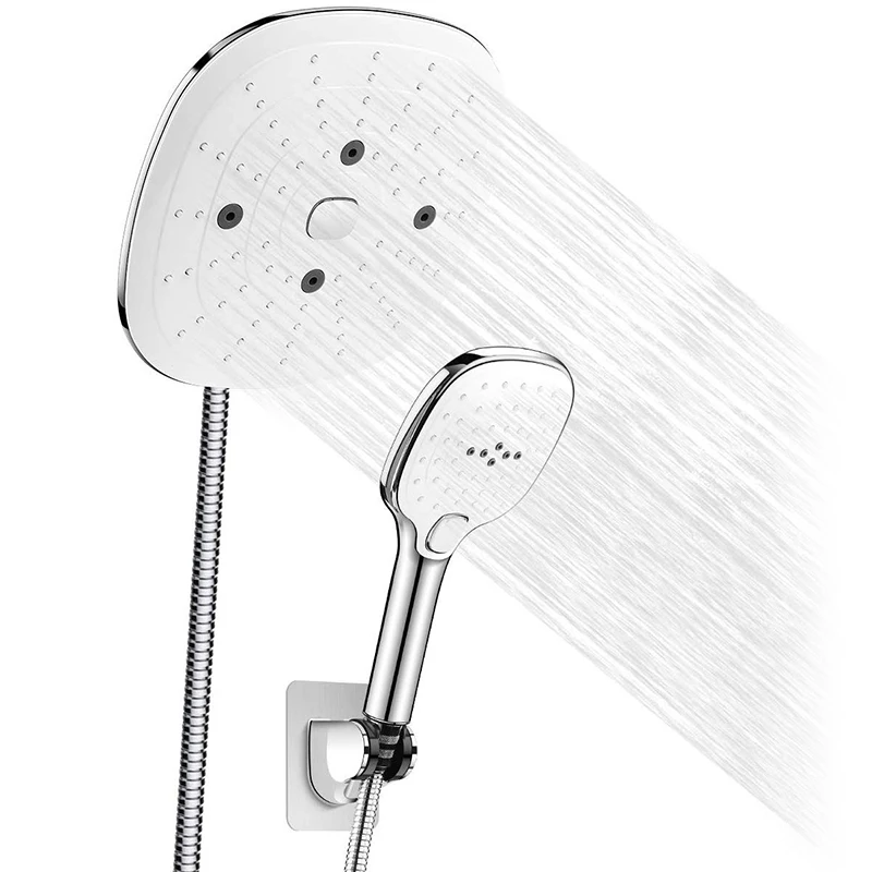 

Shower Head Combo, 9 inch Adjustable Rainfall Showerhead 3 Settings High Pressure Handheld Shower Head with Push Button,3-Way Wa