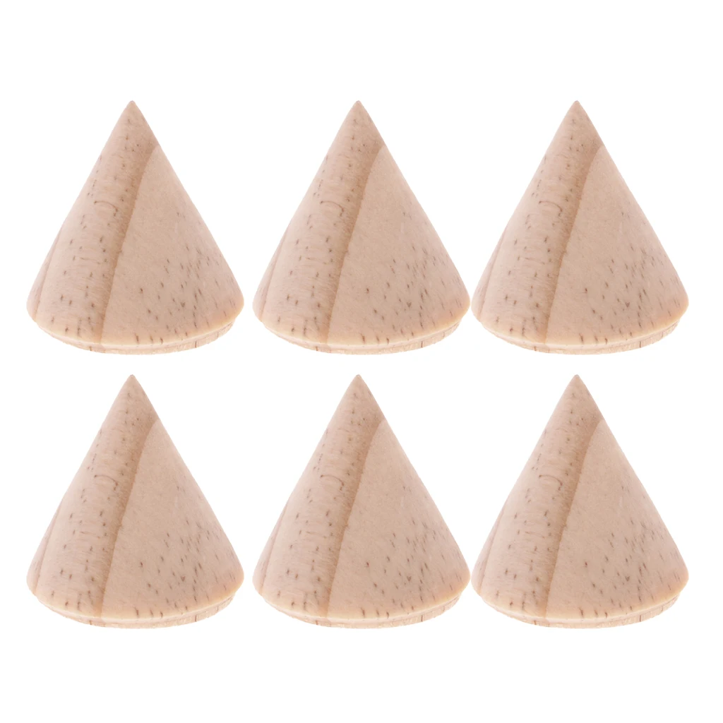 6 pieces Finger Ring Wooden Unpainted DIY Cone Shape Geometry Rack 3cm Handmade