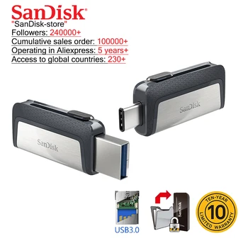 

Sandisk Pendrive 32GB U Disk DUAL DRIVE USB Flash Drive 128GB Memory Stick Type-C OTG USB 3.1 64GB High Quality Usb Stick 256GB