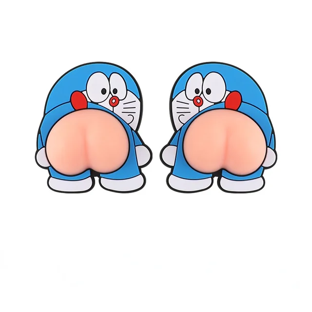 Anime Doraemon Crayon Shin Chan Cute Butt Car Sticker Cartoon Mini Soft Butt Silicone Squeeze Toys Fidget Children Stress Relief 4