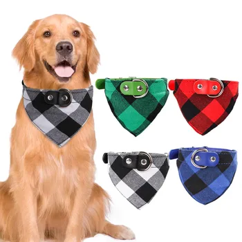 

2020 new type of neckwear pet Plaid dog saliva towel collar prevent saliva from wetting hair cat neck triangle scarf handsome