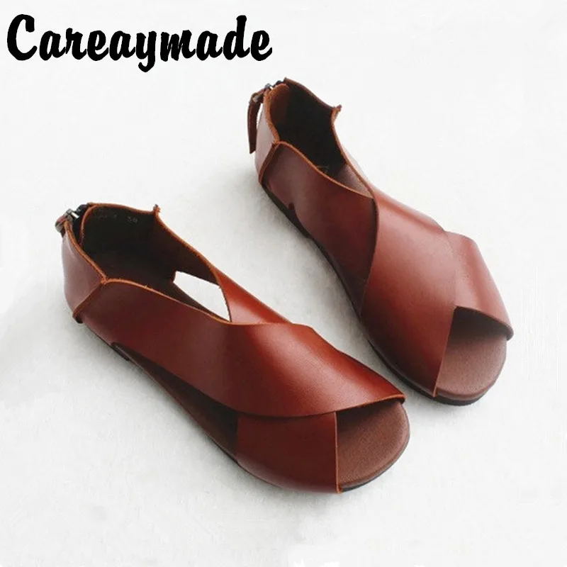 Careaymade 2021 Новинка Ботильоны из настоящей кожи летние Женские босоножки туфли с