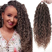 

Synthetic Crochet Braids Hair Passion Twist Braiding Hair Extension River Locs Brown Faux Locs With Curly Hair For Women