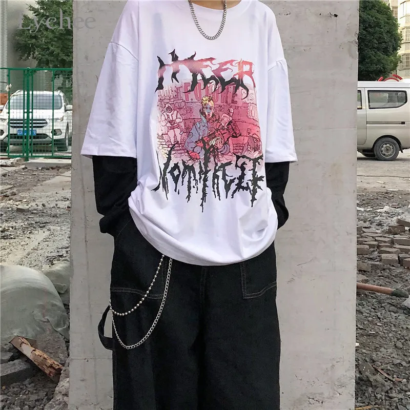 Harajuku с принтом героями из мультфильма Для женщин футболка Топ имитация 2