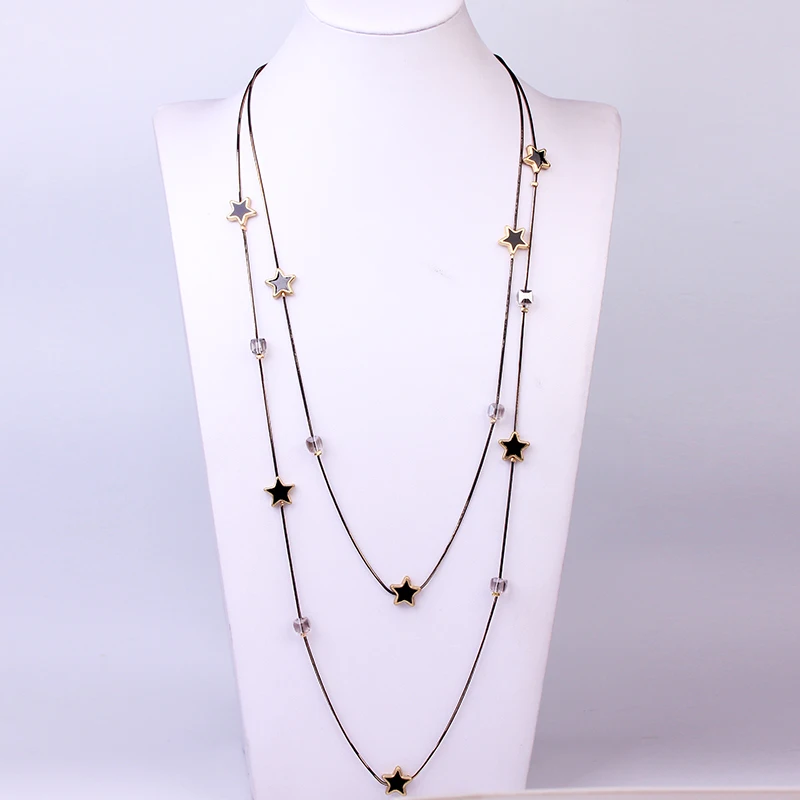 88cm Fashion Long Gold Chain Necklaces For Women Statement Boho Heart Star Crystal Beads Multilayer Necklace Trendy Jewelry New - Image 4