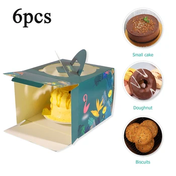 

6PCS Mini 4 Inch Paper Cake Box Bake Packing Box Portable Cake Boxes And Packaging Box Mousse Box For Party Birthday Wedding