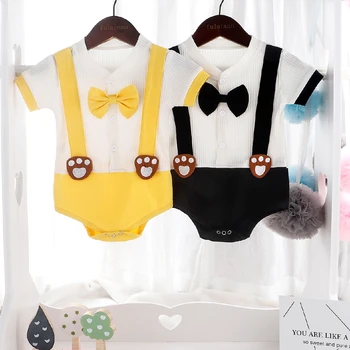 

Summer Newborn Baby Boy Gentleman Romper Bodysuit Infant Kids Boys Clothing Short Sleeve Jumpsuit Rompers 0-24M