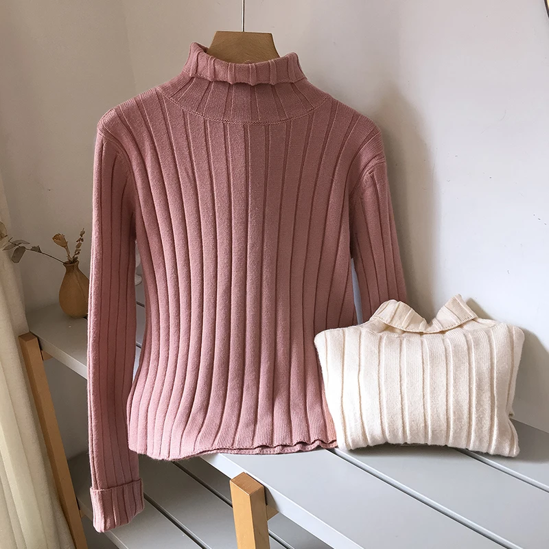 

ZHUNUAN Casual women's turtleneck thick keep warm Pullover White Color Knitwear Oversize sweaters jumper female 2020 winter