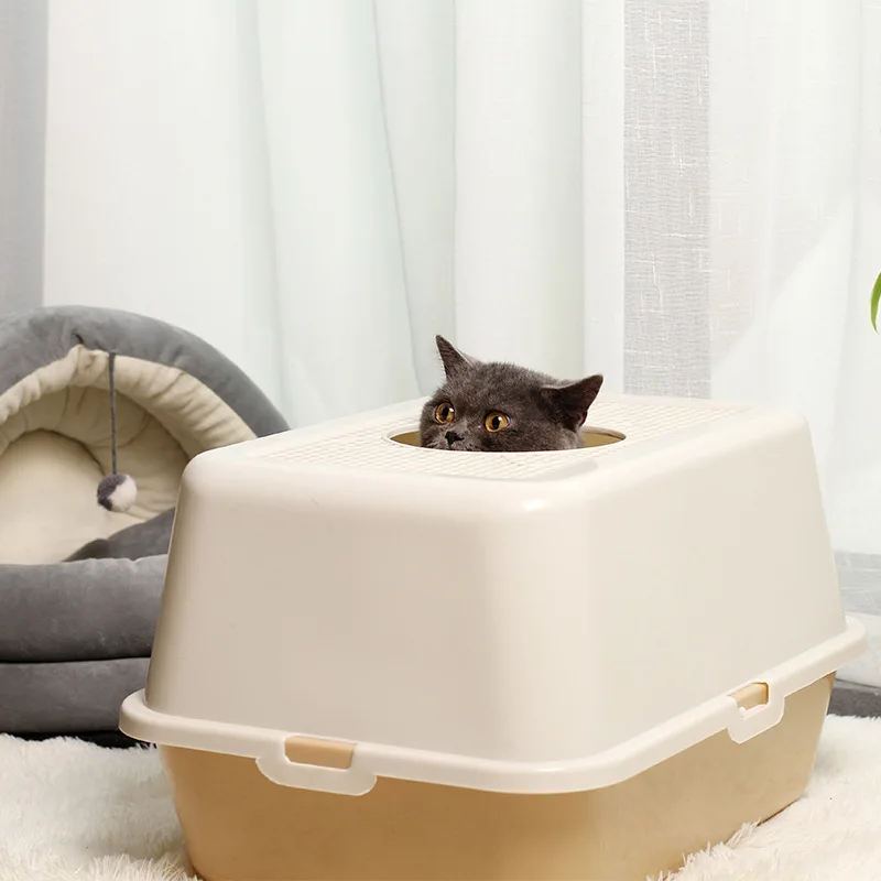 Fully Enclosed Cat Toilet Pet Bedpan Anti Splash Large Cat Litter Box Top Into Sand Box Deodorization Tray with Scoop Kitten