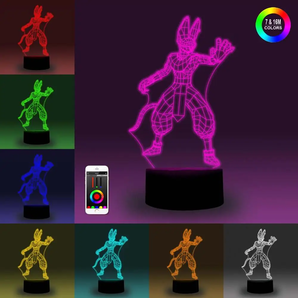 NiteApps 3D Beerus Dragon Ball ночник настольная Иллюзия украшение лампа подарок на день рождения приложение/сенсорное управление