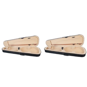 

2 Pcs Violin Case Professional Triangular Shape Violin Hard Case Yellow Inside Violin Parts, 1/2 Size & 4/4 Size