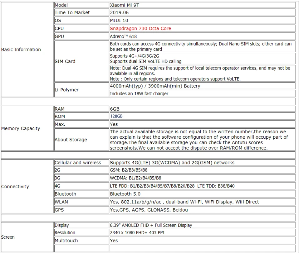 Discount New Global Version Xiaomi Mi 9T Redmi K20 6.39 inch 6GB 128GB Smartphone 48MP Snapdragon730 4000mAh Camera Xiomi callphone 1